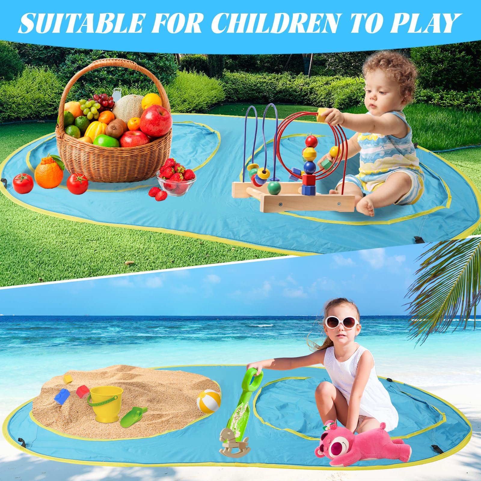QTREE intelligence baby beach tent enables water play at beach or poolside