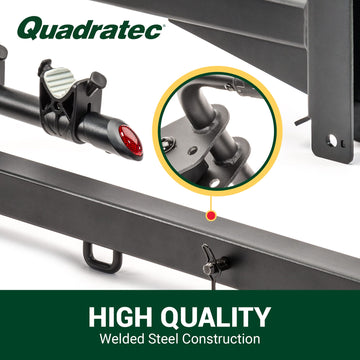 Thick welded steel frame with black powder coat for durability.