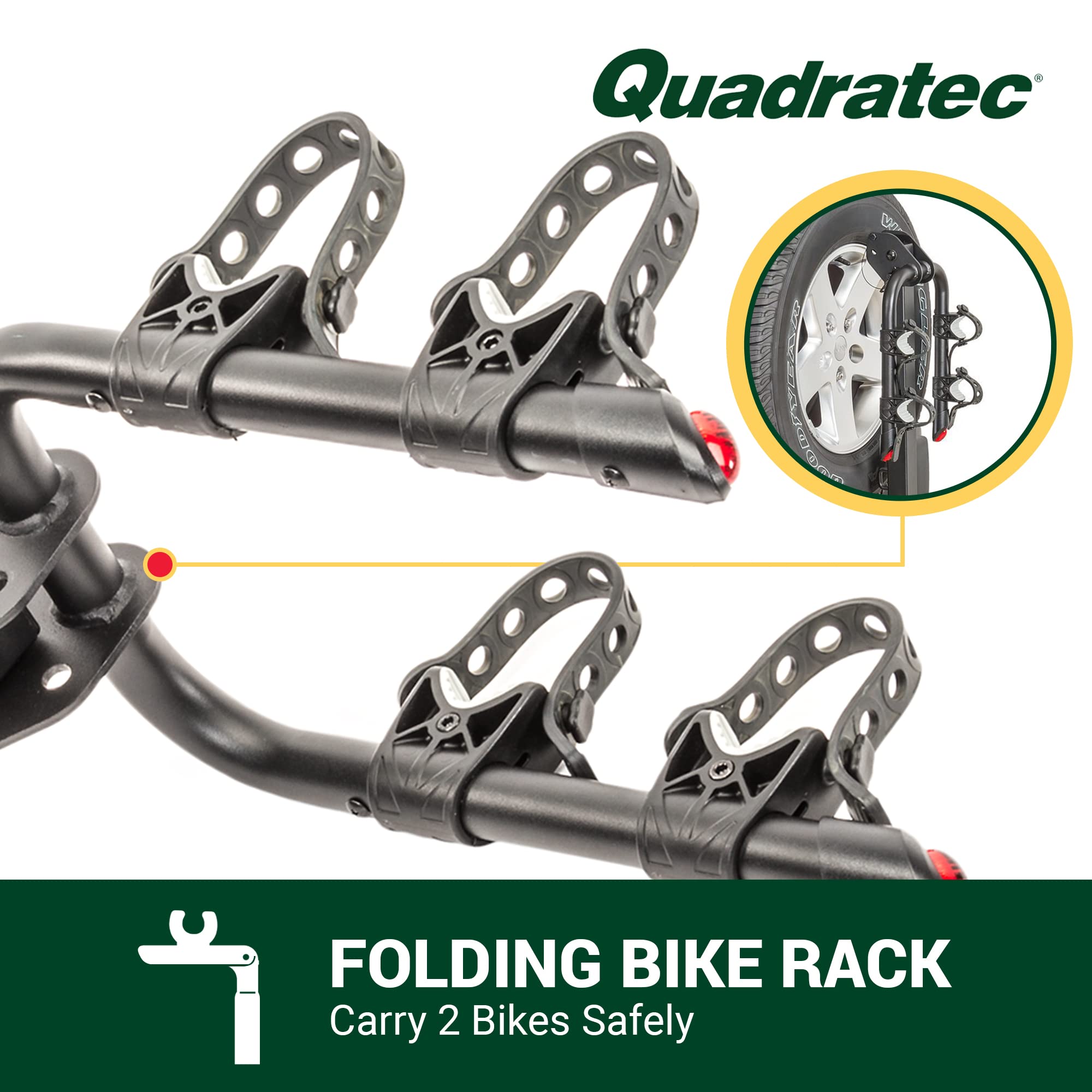 Quadratec tilt-back feature lets you access the tailgate with bikes loaded.