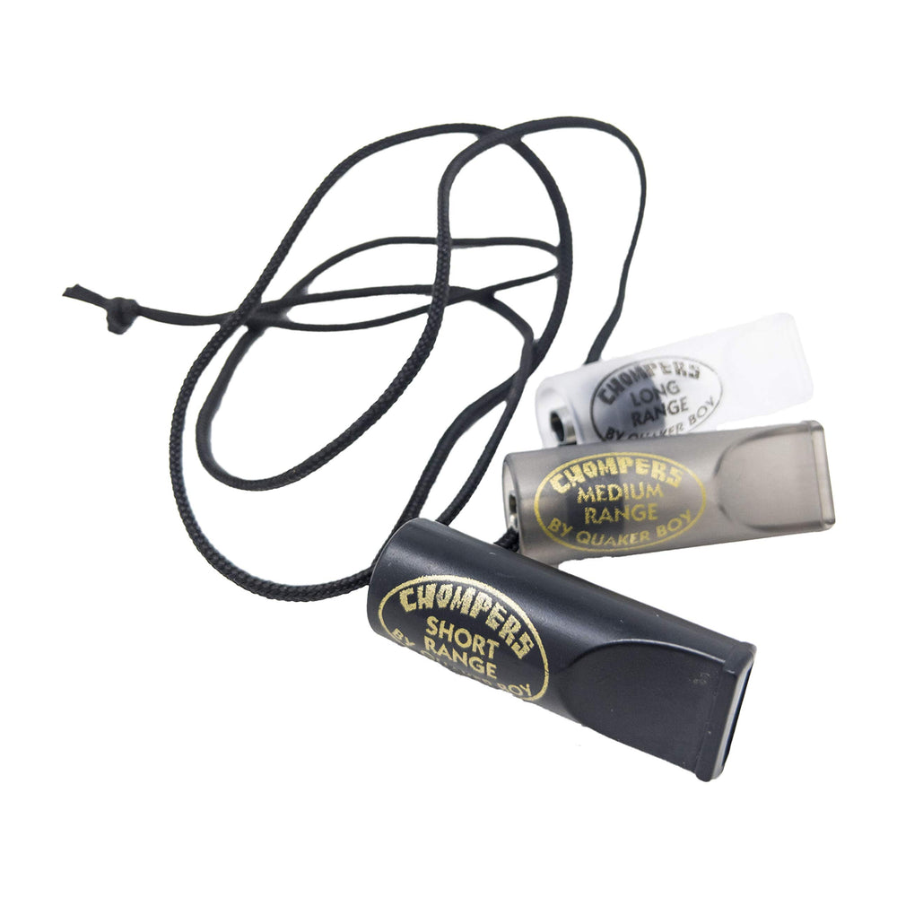 Quaker Boy Chompers 3 Pack predator calls front view for versatile field use.