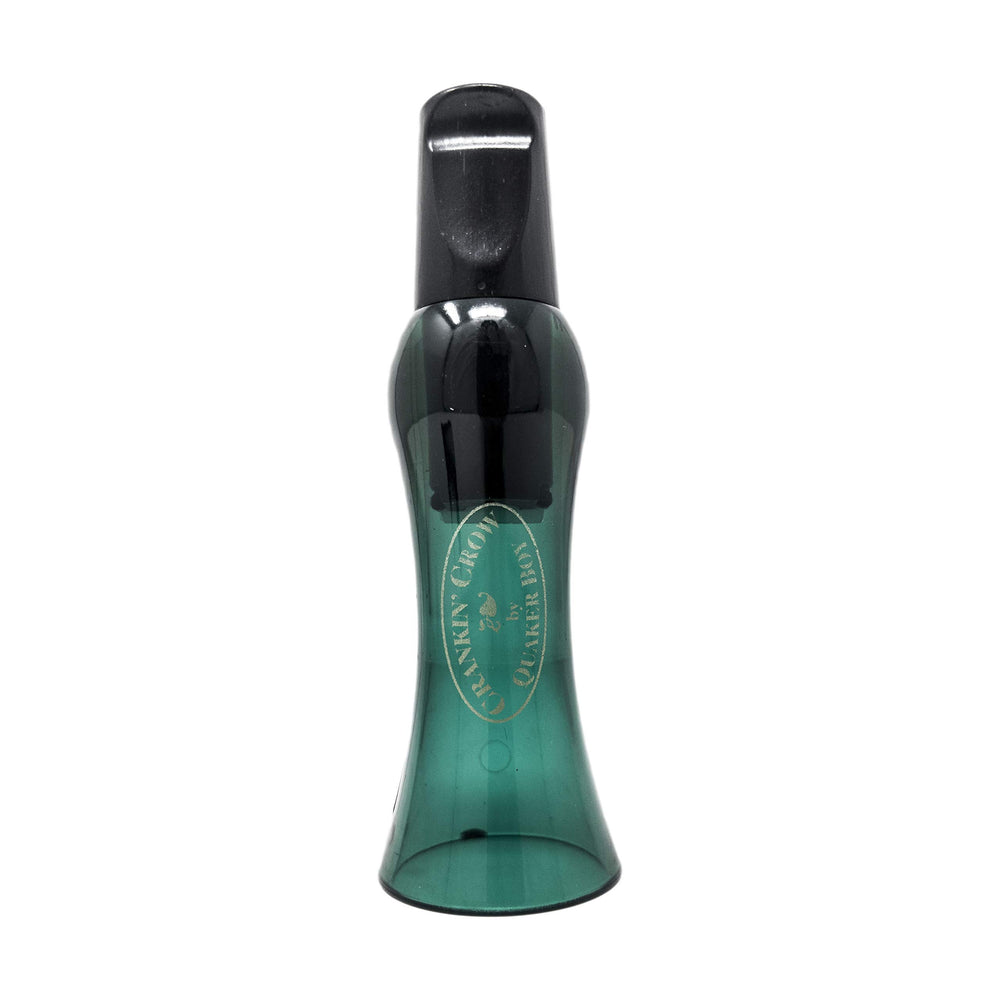 Quaker Boy Crankin Crow Call green front view shows realistic crow sounds.