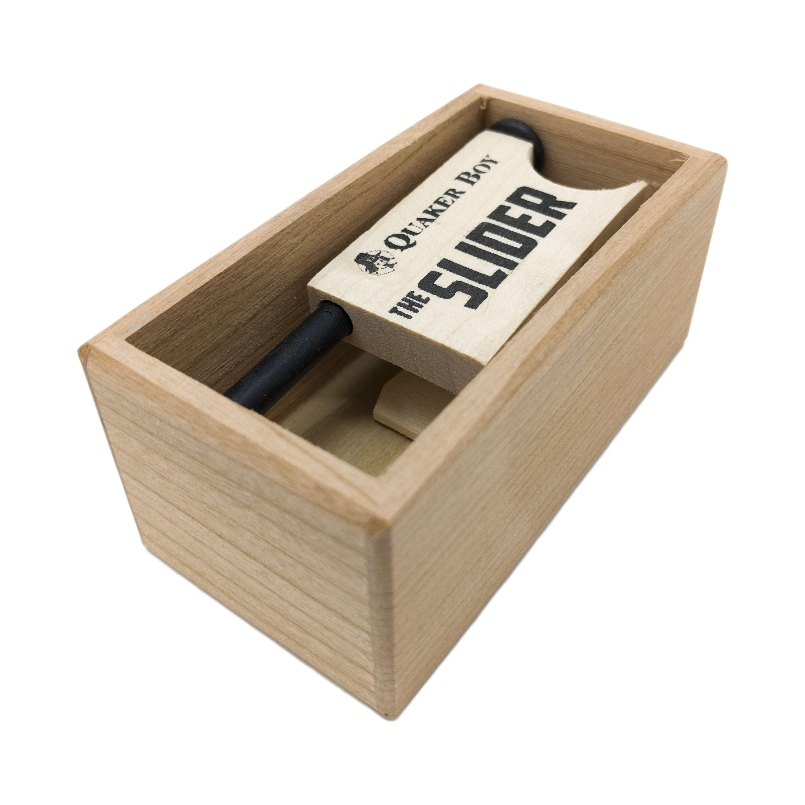 Quaker Boy Slider Box Call wood front view for crisp turkey calls.