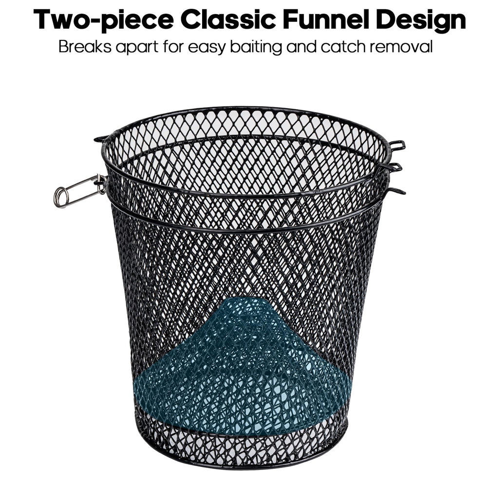 Crawfish bait trap showing two 1.4-inch entry holes