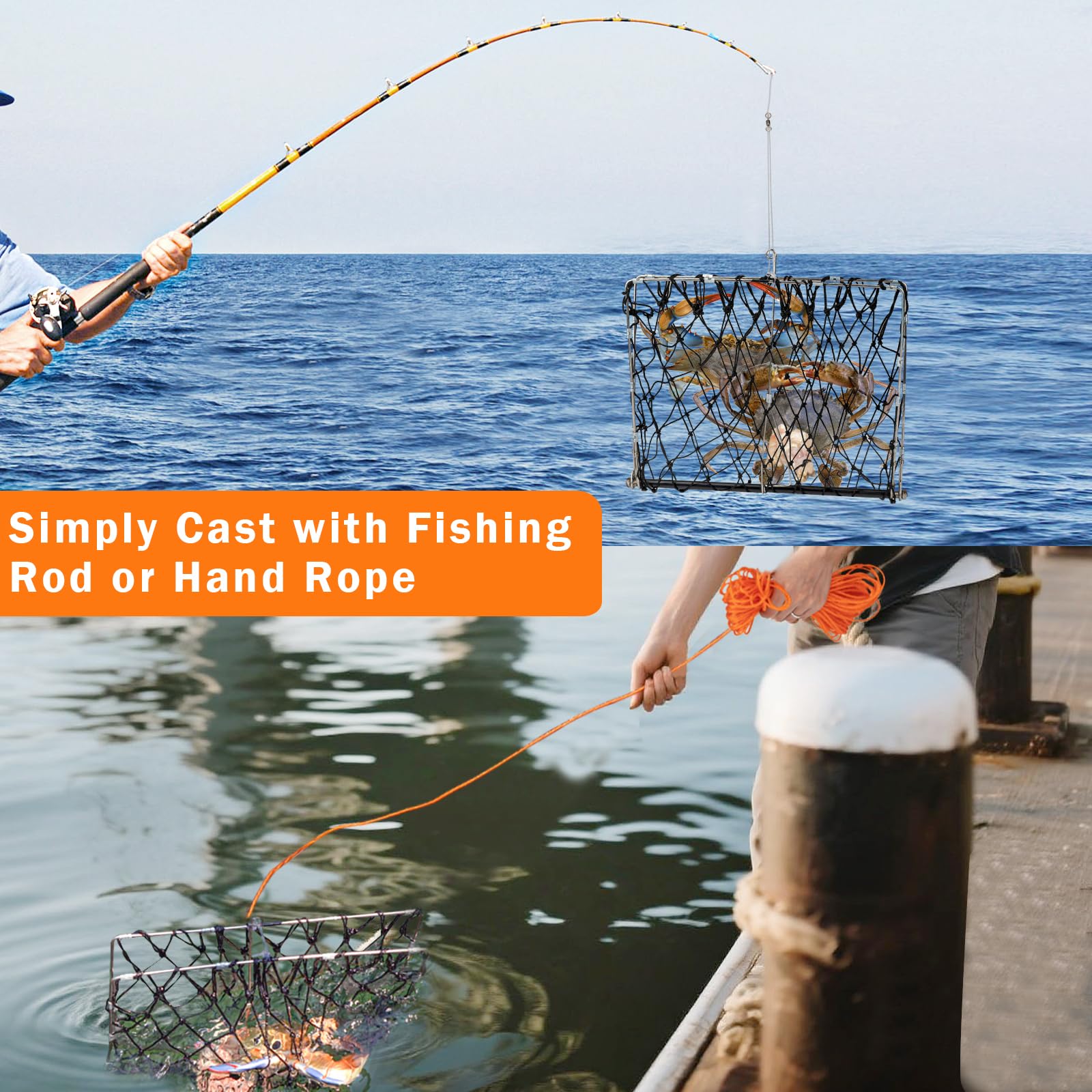 Built-in bait clip and included 33 ft PE rope