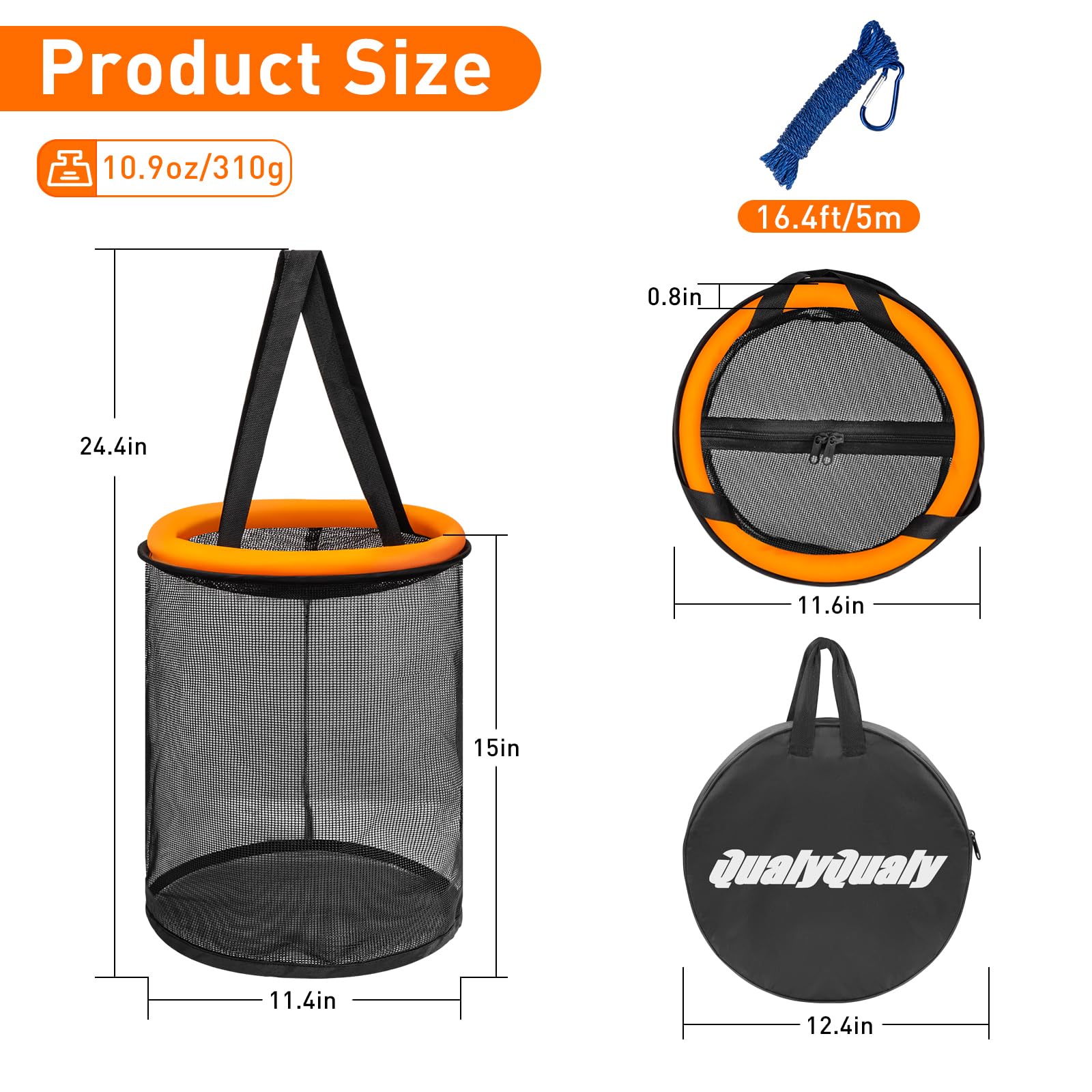 Compact 6.6-gallon capacity with 11.4-inch diameter and 15-inch height
