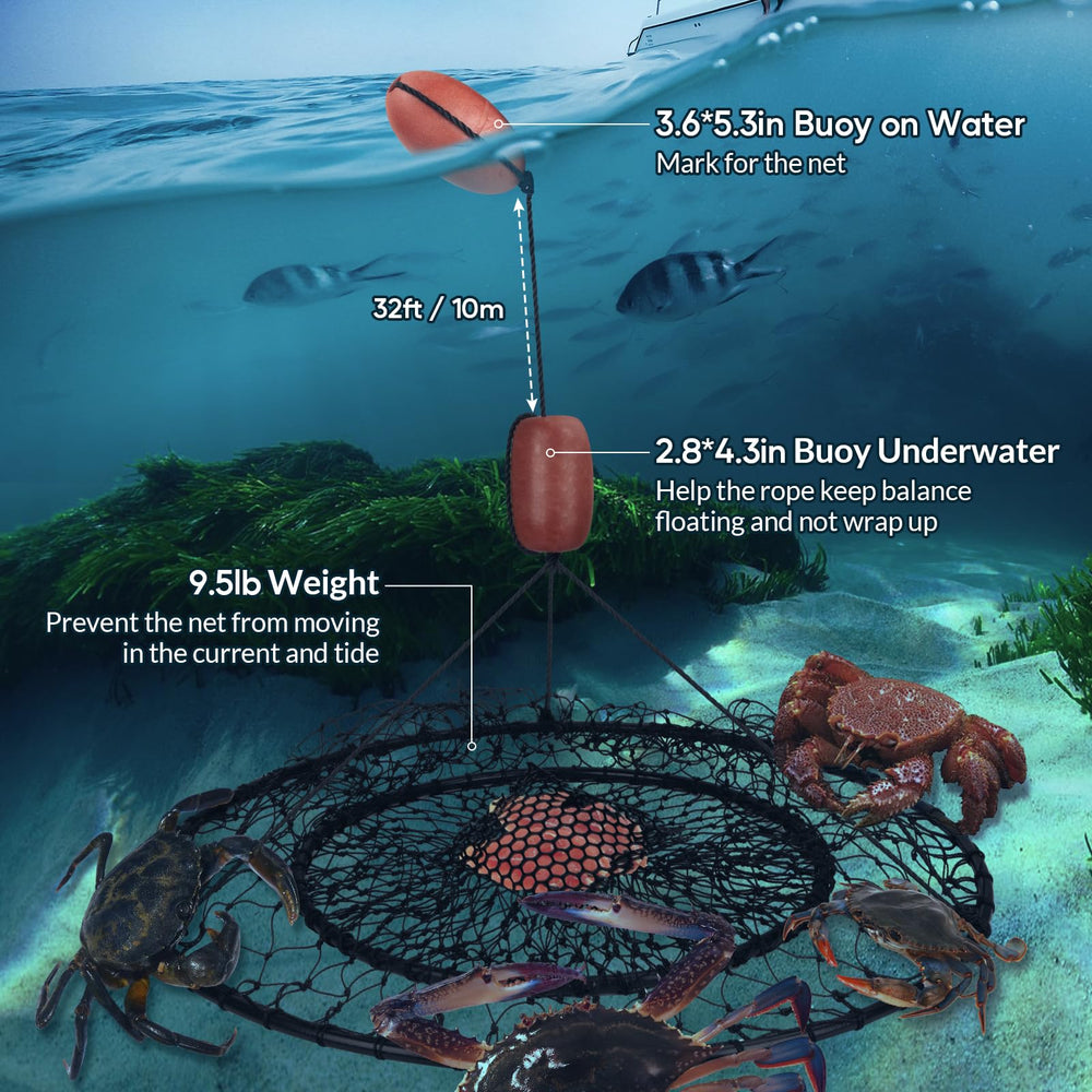 Two orange buoy markers for surface and underwater balance
