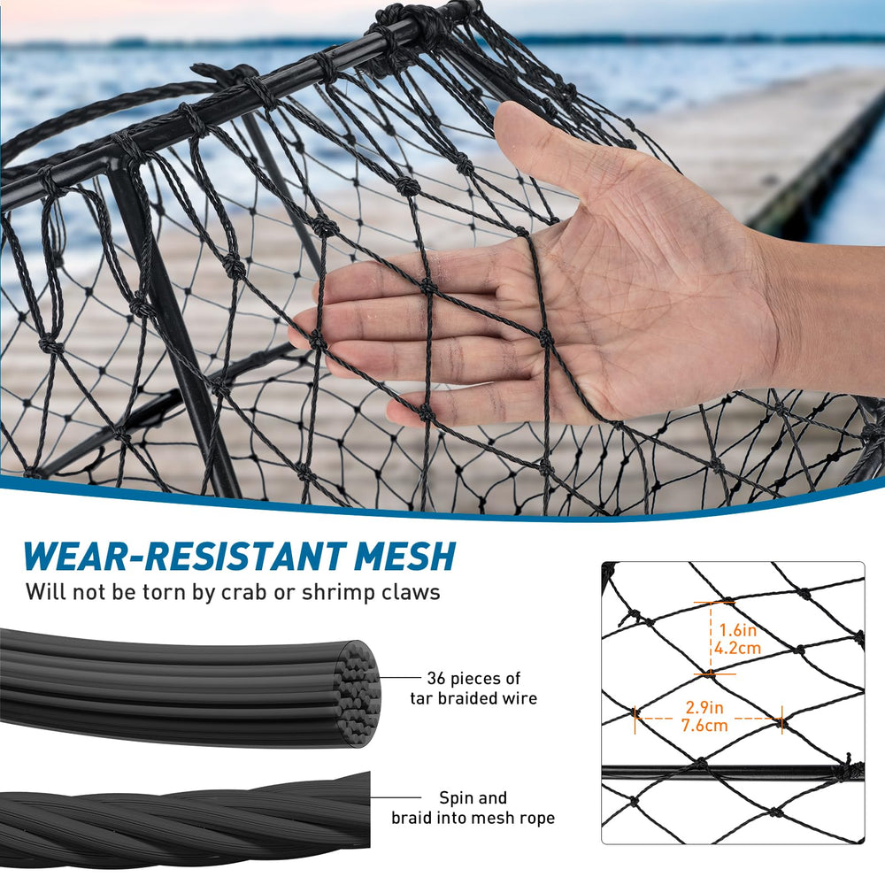 Crab trap net in water ready for crabbing