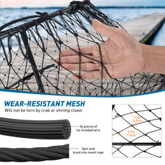 Crab trap net in water ready for crabbing