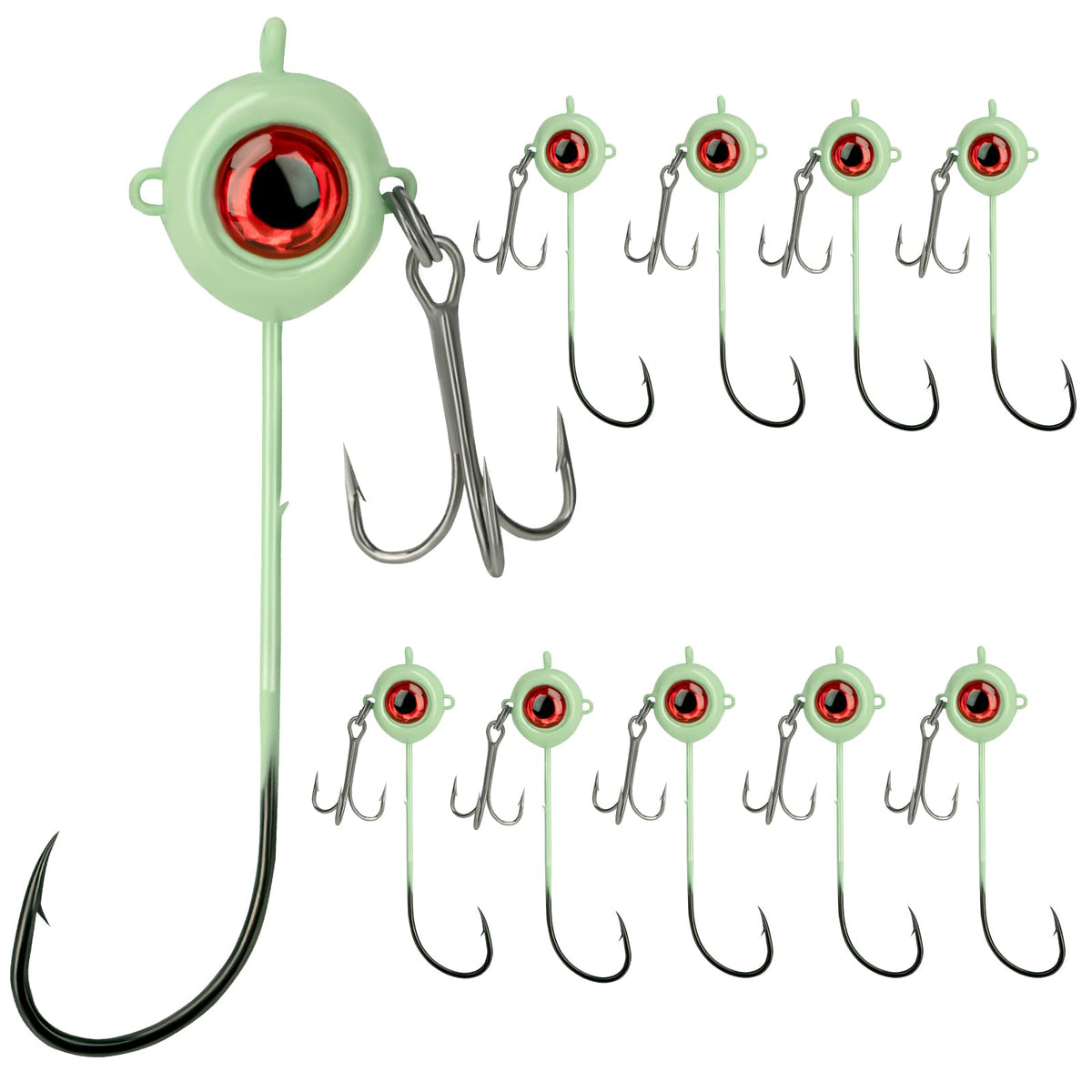 QualyQualy Crappie Jig Heads Glow 10-Pack - main product image