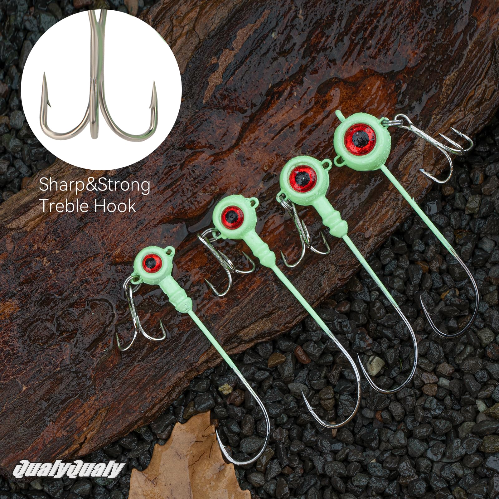 Luminous 3D eyes on jig head