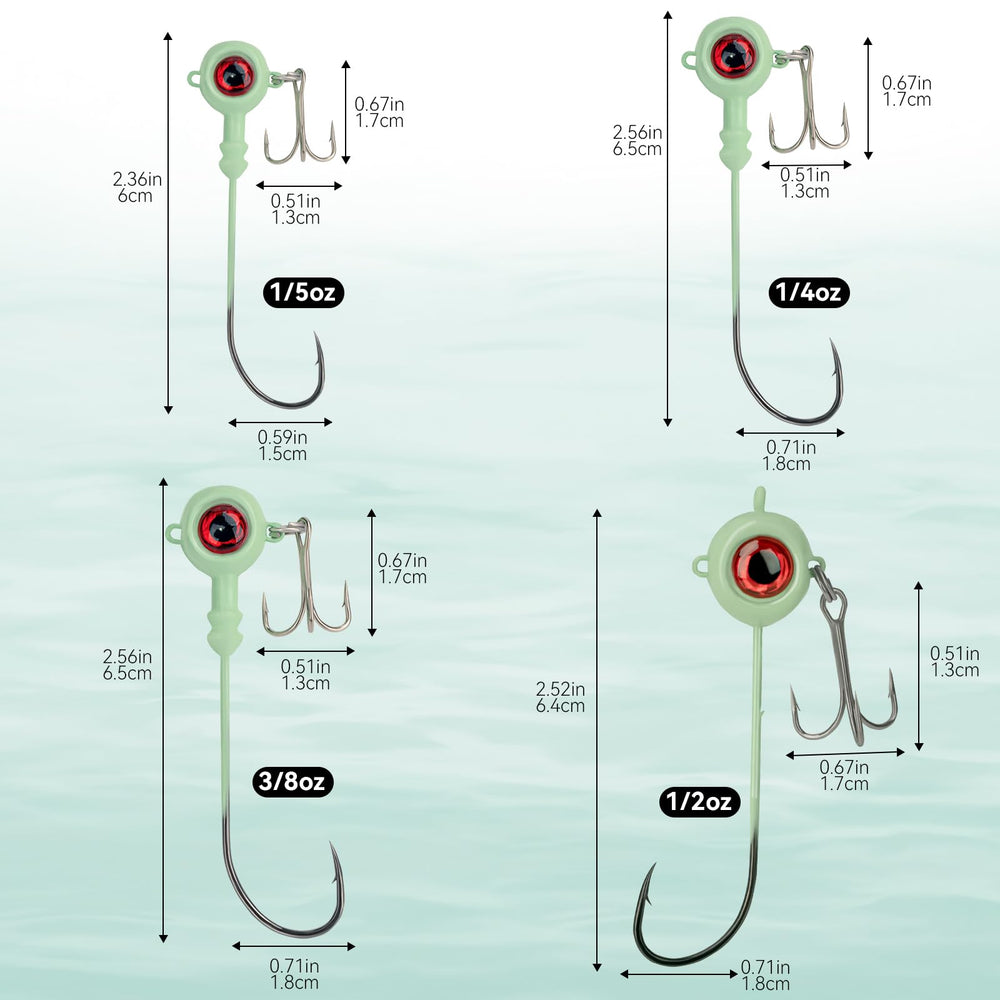 Angler setup with Glow Crappie Jig Heads for freshwater fishing