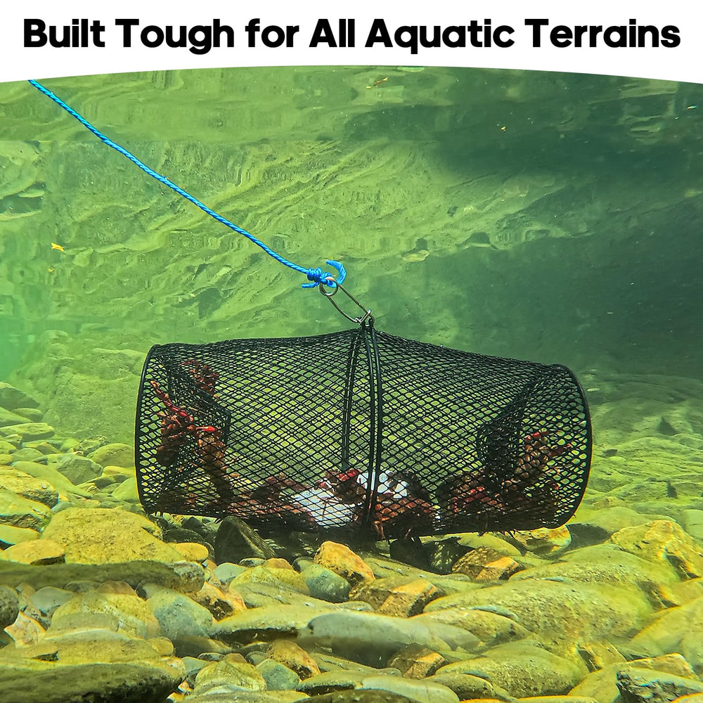 Using the traps in a creek for crawfish trapping
