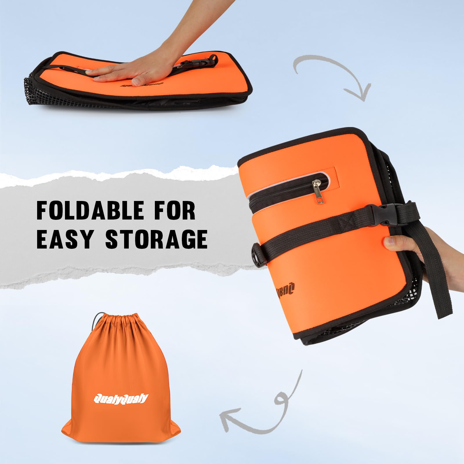 Folded and packed in carry bag for portability