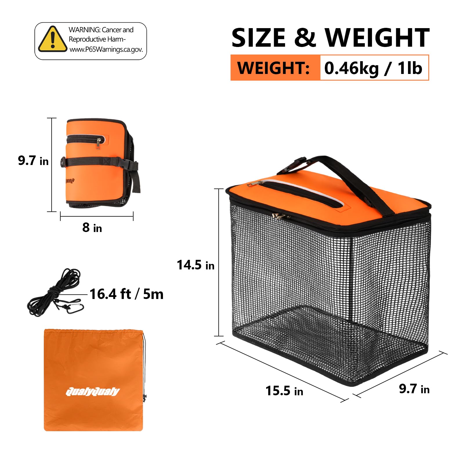 Foldable basket used as live bait bucket
