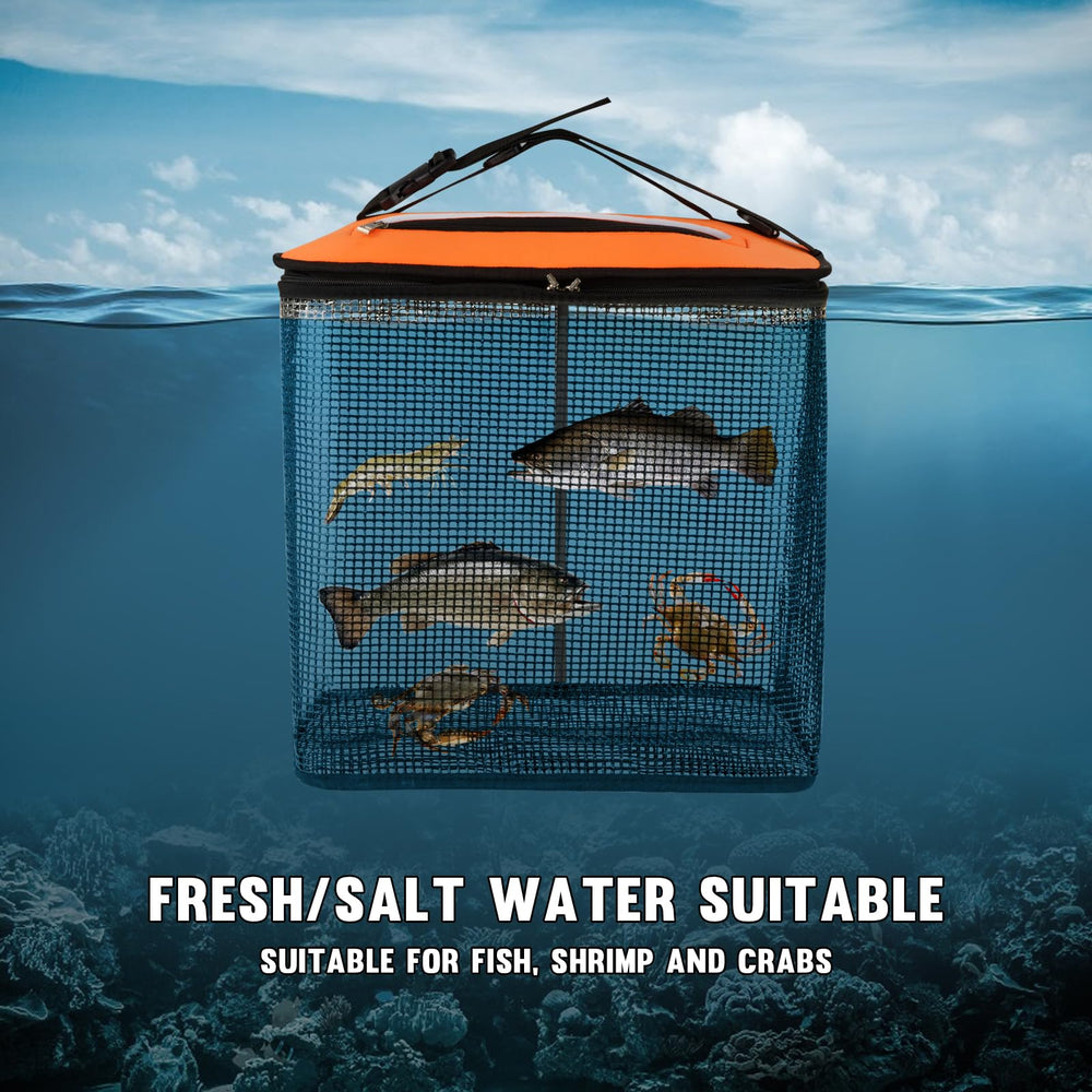Live fish storage basket ready for boat or kayak