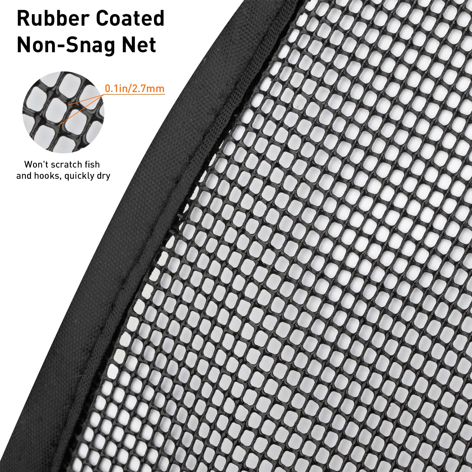 Close-up of the rubber-coated, fish-safe mesh on the basket.