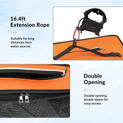 QualyQualy Foldable Fishing Basket stored compactly in carry bag.