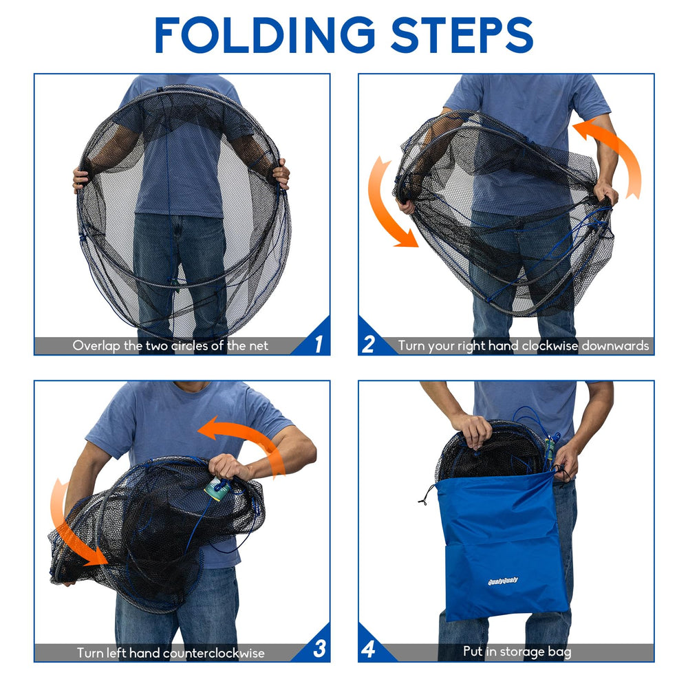 QualyQualy foldable net bottom-diameter-31-5in supports minnows securely.