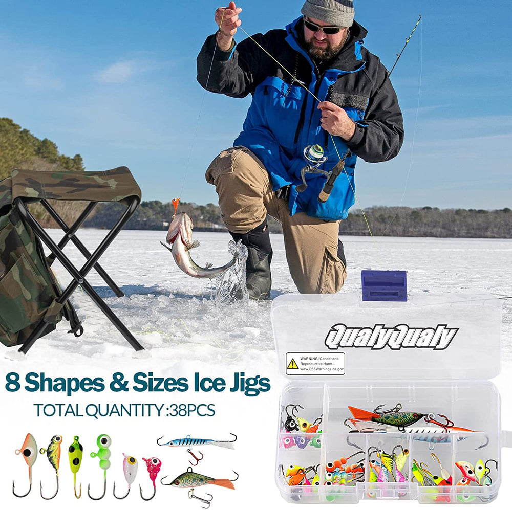 Foldable ice fishing backpack with built-in chair