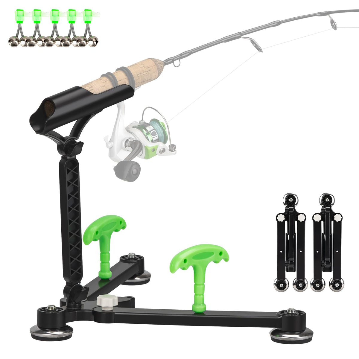QualyQualy ice fishing rod holder open design provides stable ground setup