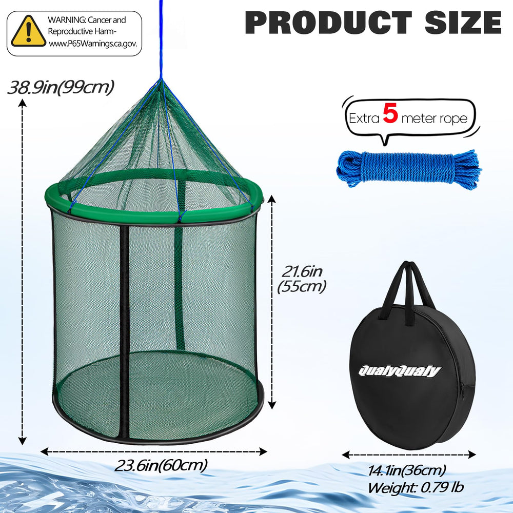 QualyQualy extra large 23.6 inch diameter basket for larger catches.