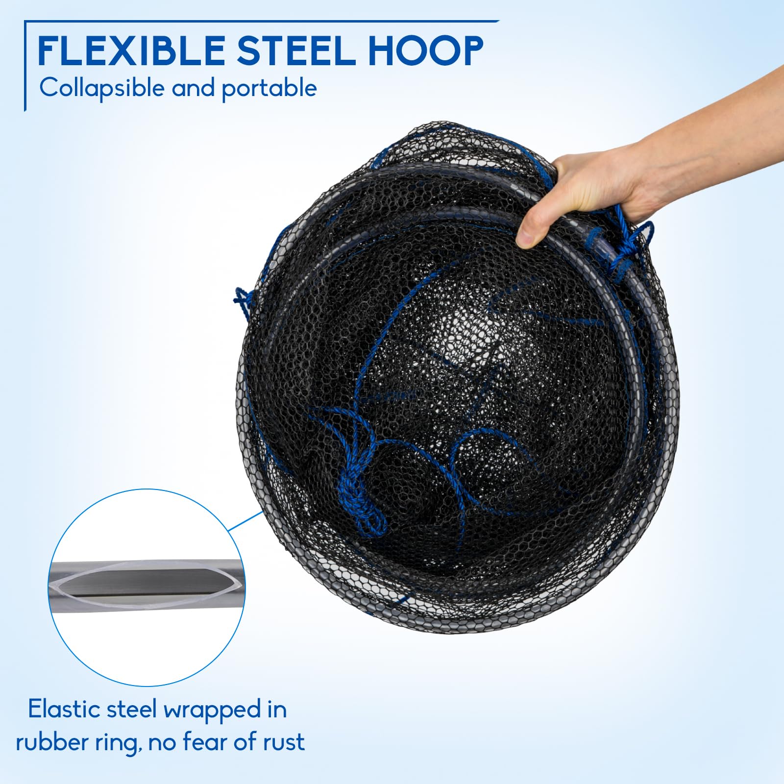 QualyQualy rubber-coated net material reduces fish scratches during capture.