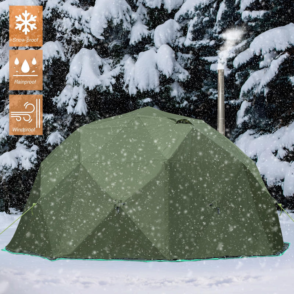 QualyQualy octagonal rain cover folded in storage bag demonstrates easy transport in green