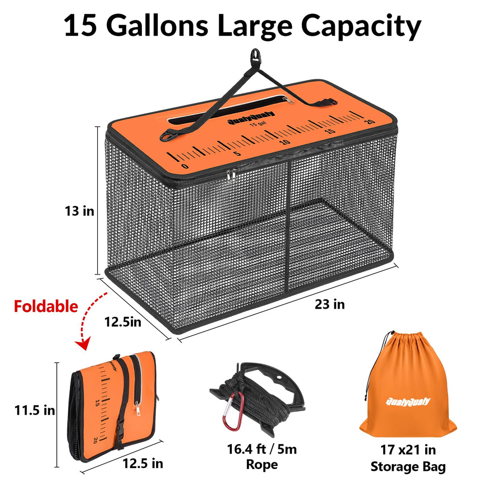 QualyQualy Reinforced-edge basket emphasizes durability on fishing trips.