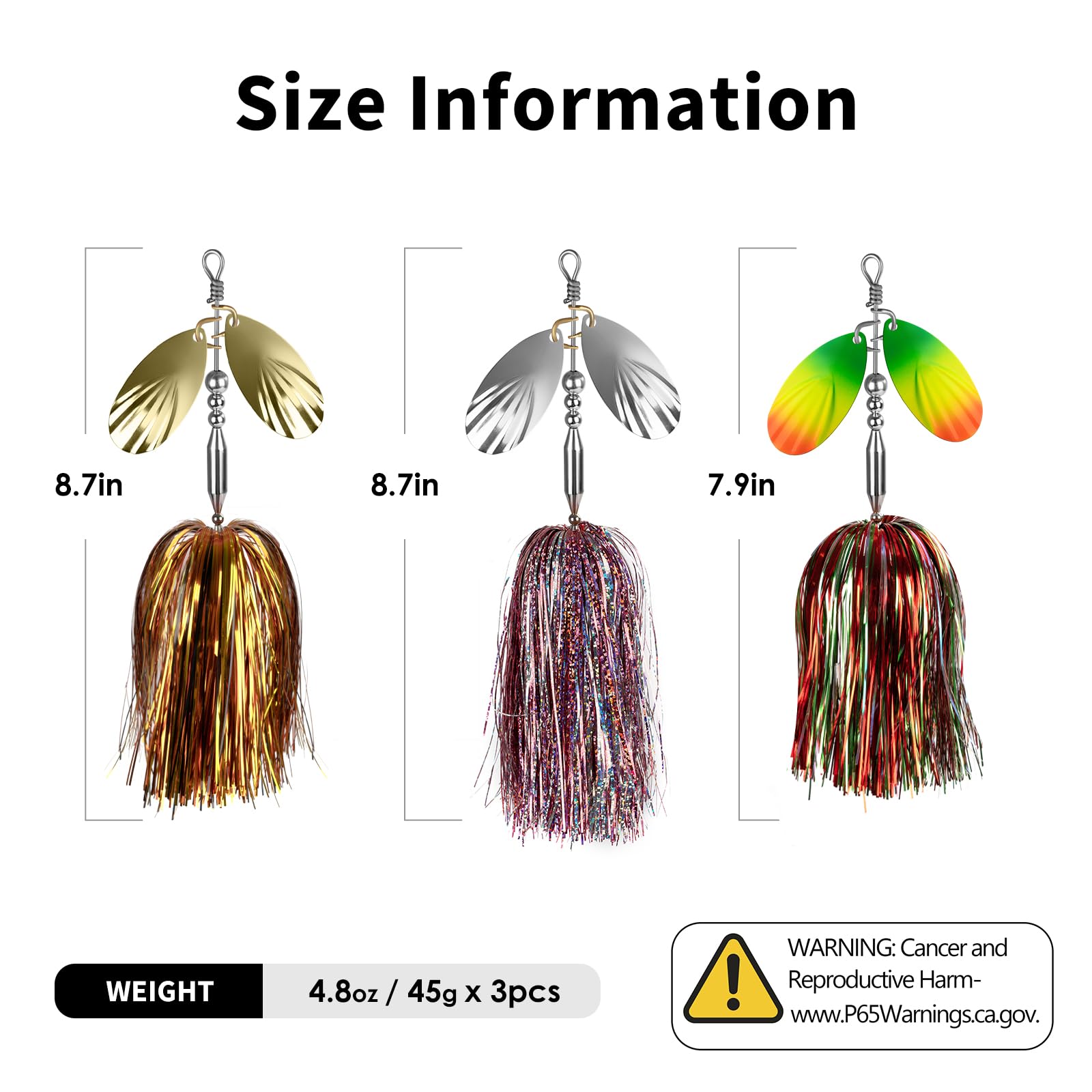 QualyQualy spinner bait 3-piece set in popular colors display.