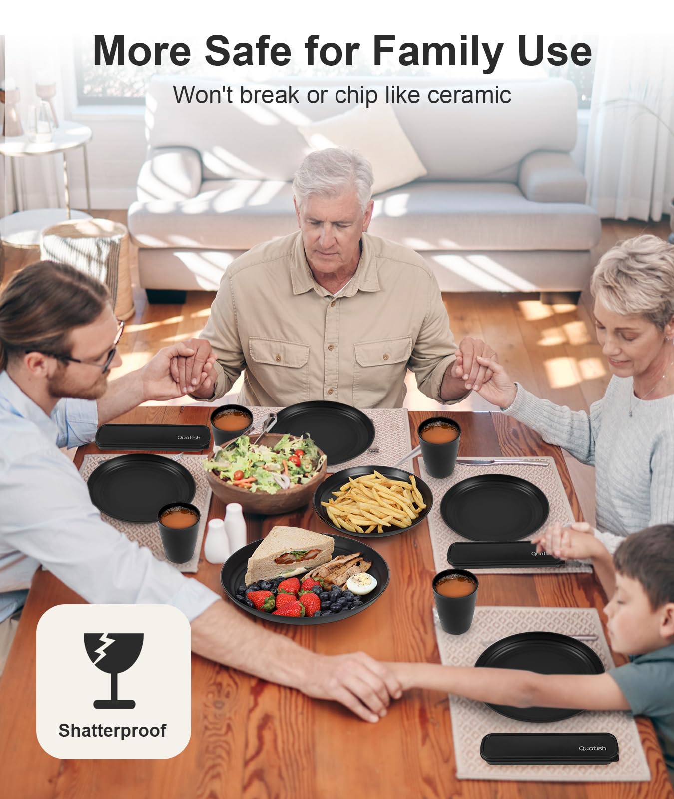 Quatish dishwasher-safe microwave-safe plates simplify reheating and cleanup