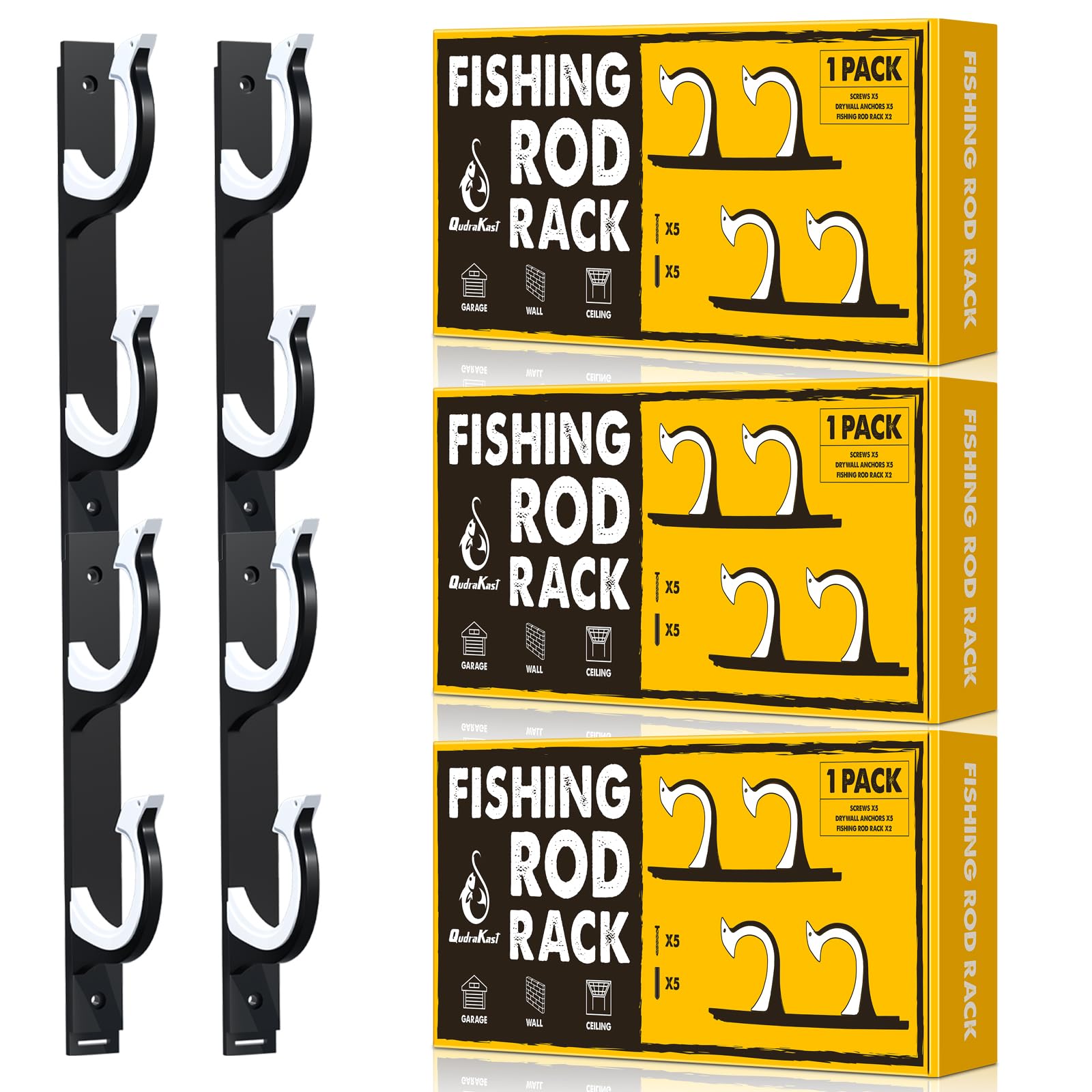 QudraKast 3-pack horizontal rod holders - assembly view