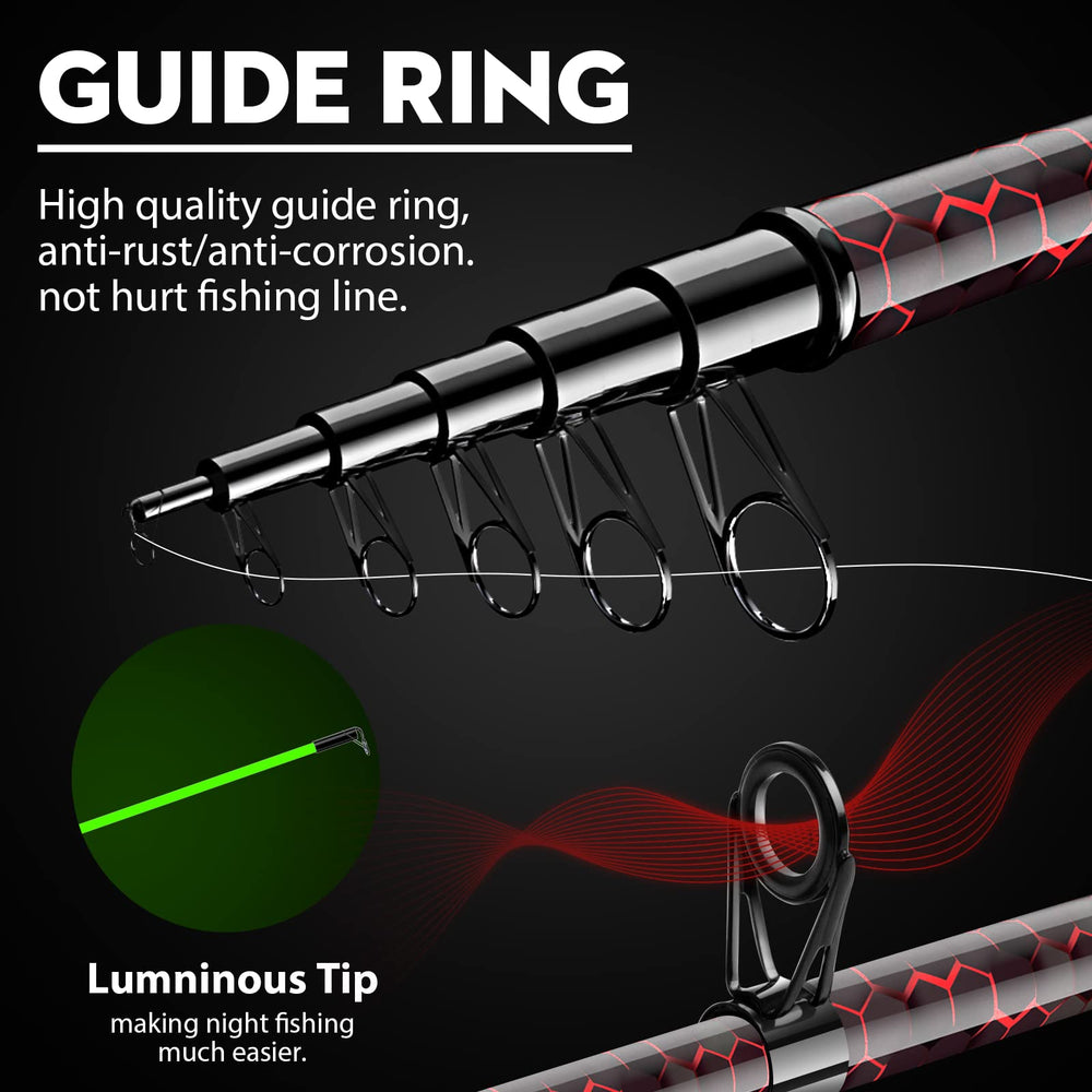 QudraKast white-tip at rod end for enhanced bite visibility in low light