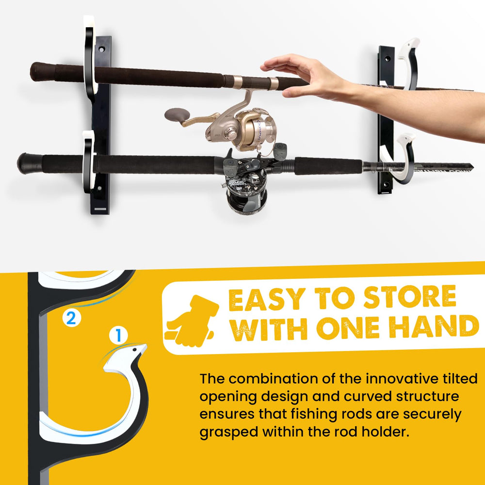 Multiple QudraKast holders connected for extended rod storage