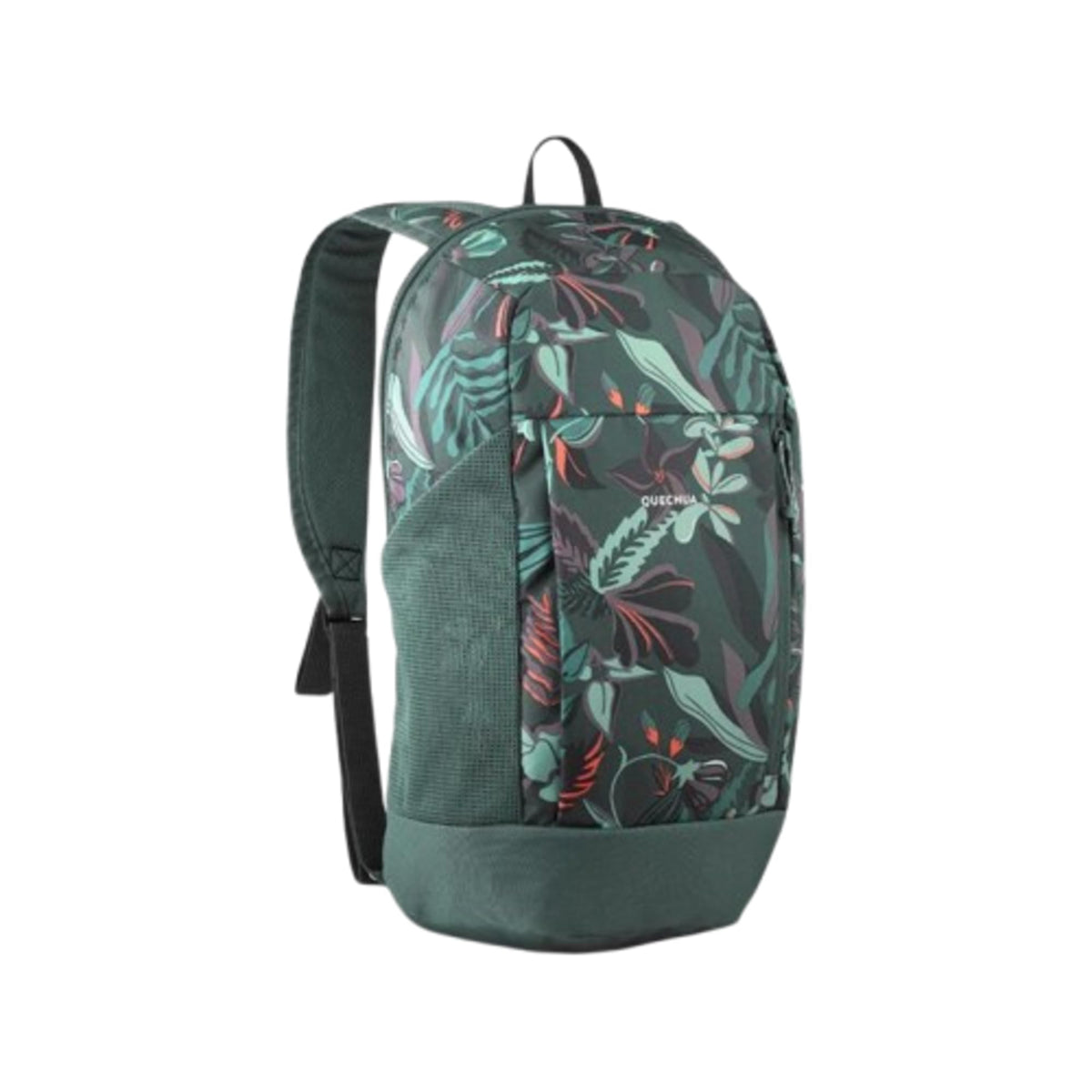 Quechua NH100 10L backpack front view in dark green, ideal for hiking