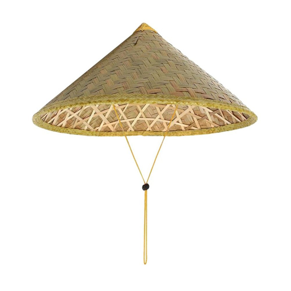 Queenbox Asian Bamboo Coolie Hat front view for sun protection and comfort