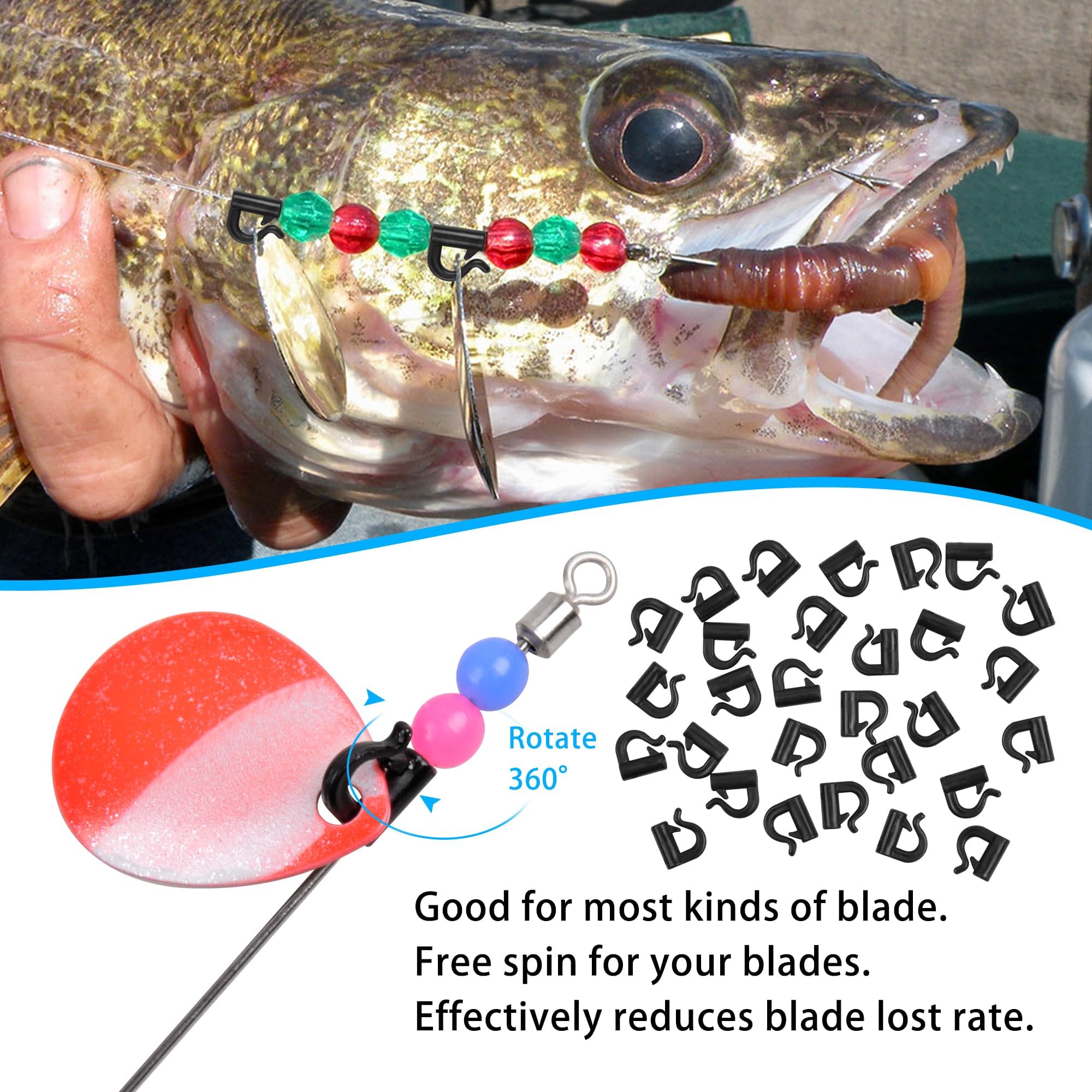 Walleye rig components with black spinner clevis