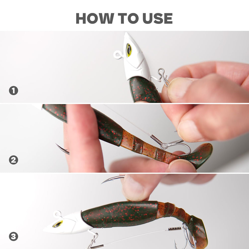 Quick-snap trailer treble hooks in sizes #6 and #8