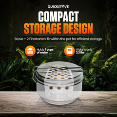 QuickStove fire starters (USA) ignite reliably for camp cooking.
