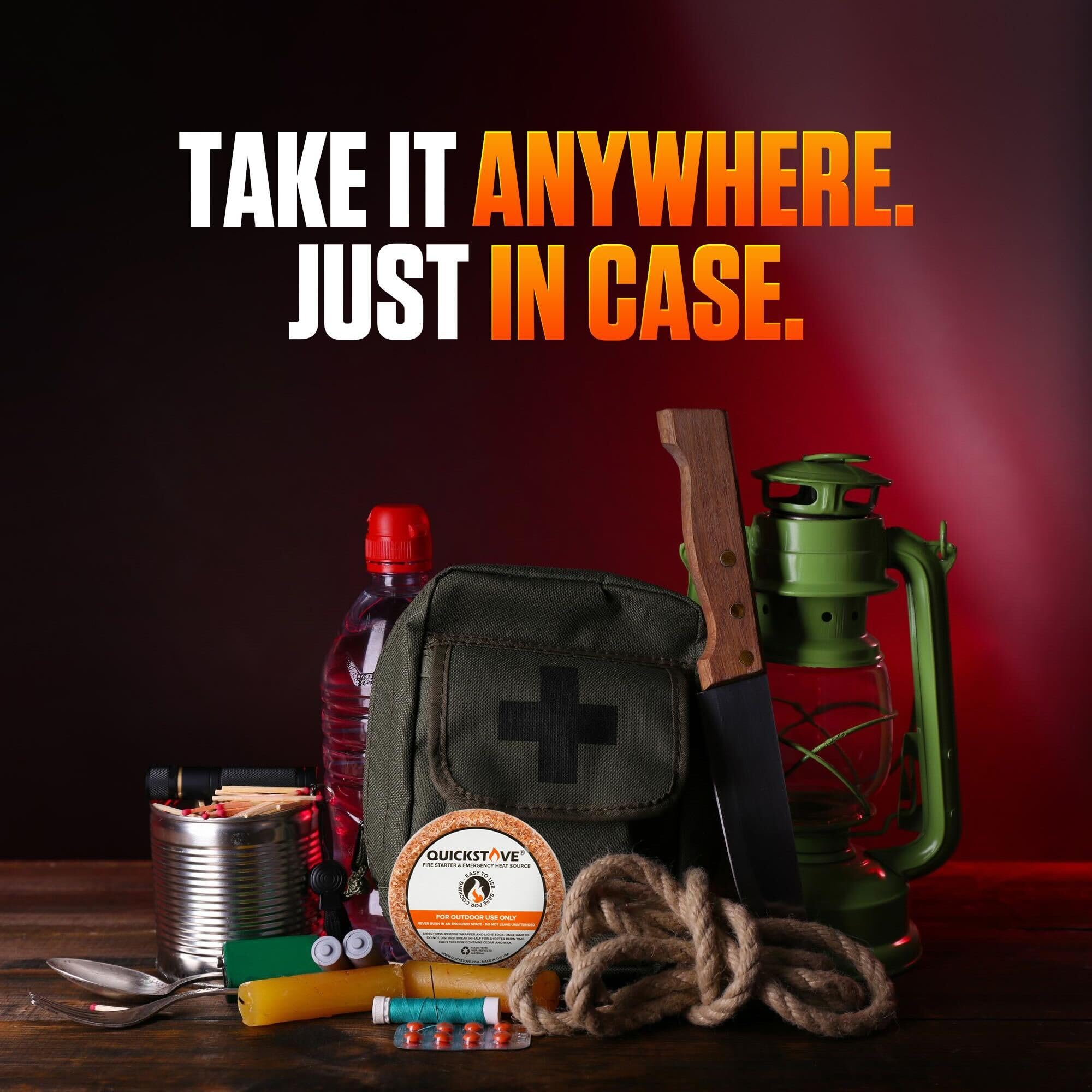 QuickStove 10-pack emergency fuel disks for survival and campfires