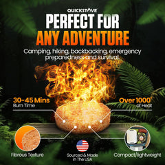 QuickStove waterproof fuel disks ignite in wet conditions for outdoor cooking