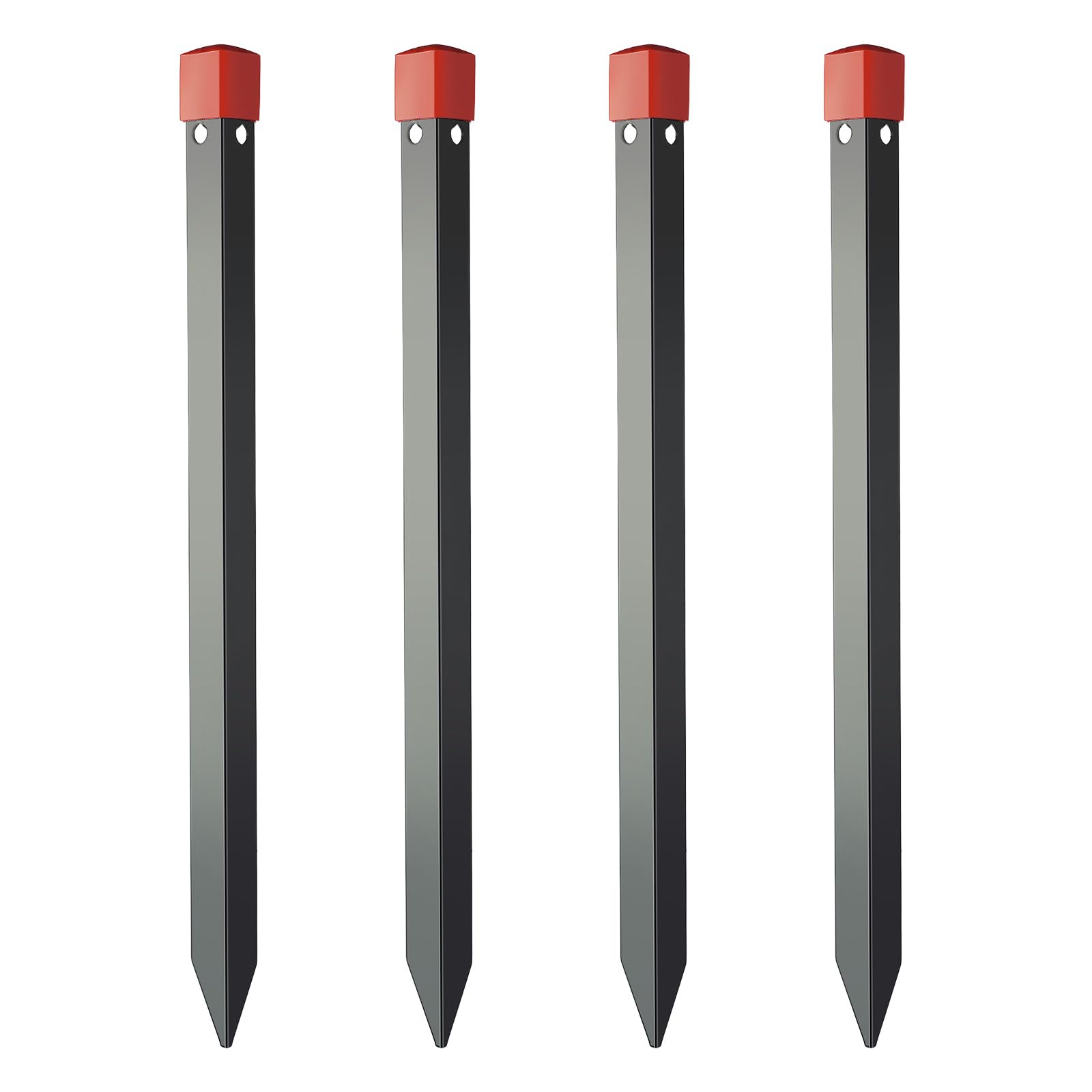 Quictent heavy-duty 24-inch steel tent stake secured in soil for a sturdy hold.