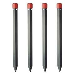 Quictent heavy-duty 24-inch steel tent stake secured in soil for a sturdy hold.