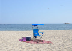 Quik Shade full size shade chair at the beach with canopy raised