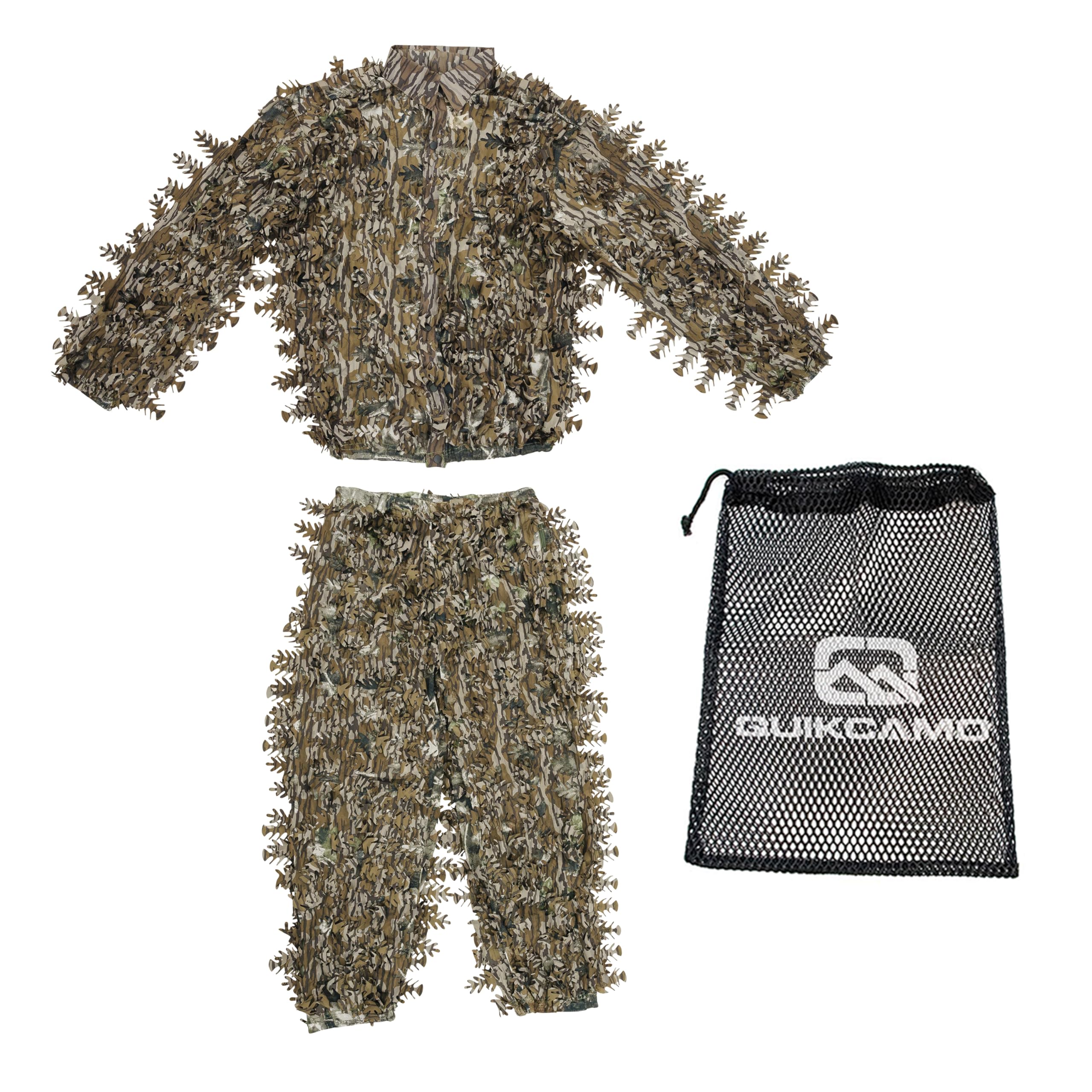 QuikCamo Leafy Suit elastic cuffs and waist provide secure, customizable fit while remaining comfortable.