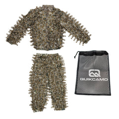QuikCamo Leafy Suit elastic cuffs and waist provide secure, customizable fit while remaining comfortable.