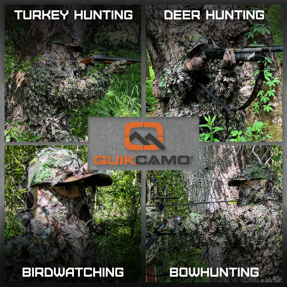 QuikCamo Leafy Suit four zippered pockets keep gear accessible and secure.