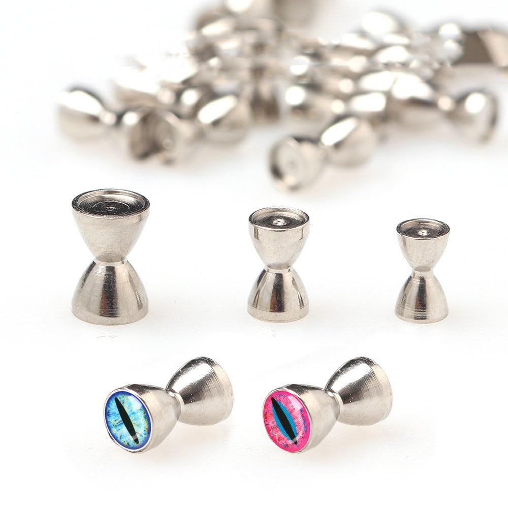 Quintathletic dumbbell eyes with blue-pink eye design for lifelike streamer flies.