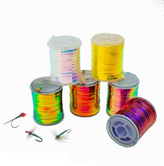 Quintathletic flat tinsel gold rainbow for vibrant body wraps that attract fish.