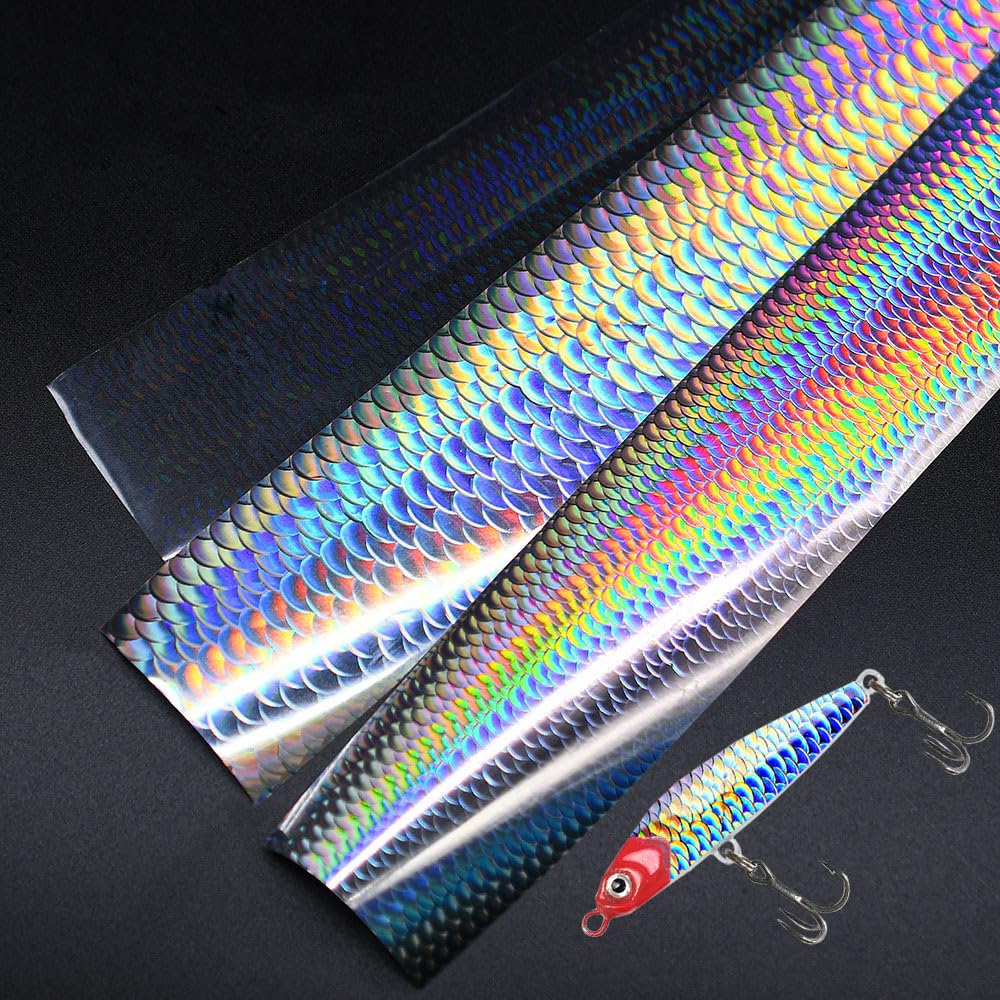 Quintathletic holographic foil enhances lure customization with iridescent fish scale texture.
