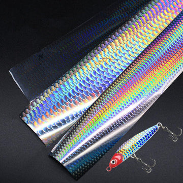 Quintathletic holographic foil enhances lure customization with iridescent fish scale texture.